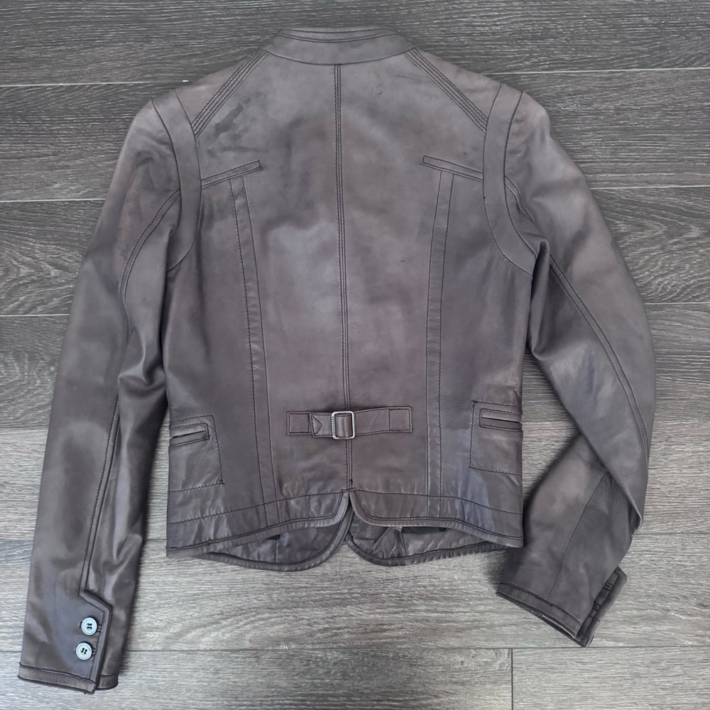 Danier Brown Leather Button-Front Jacket XXS–S - Picture 16 of 17